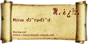 Mina Árpád névjegykártya