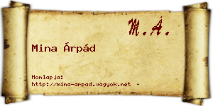 Mina Árpád névjegykártya